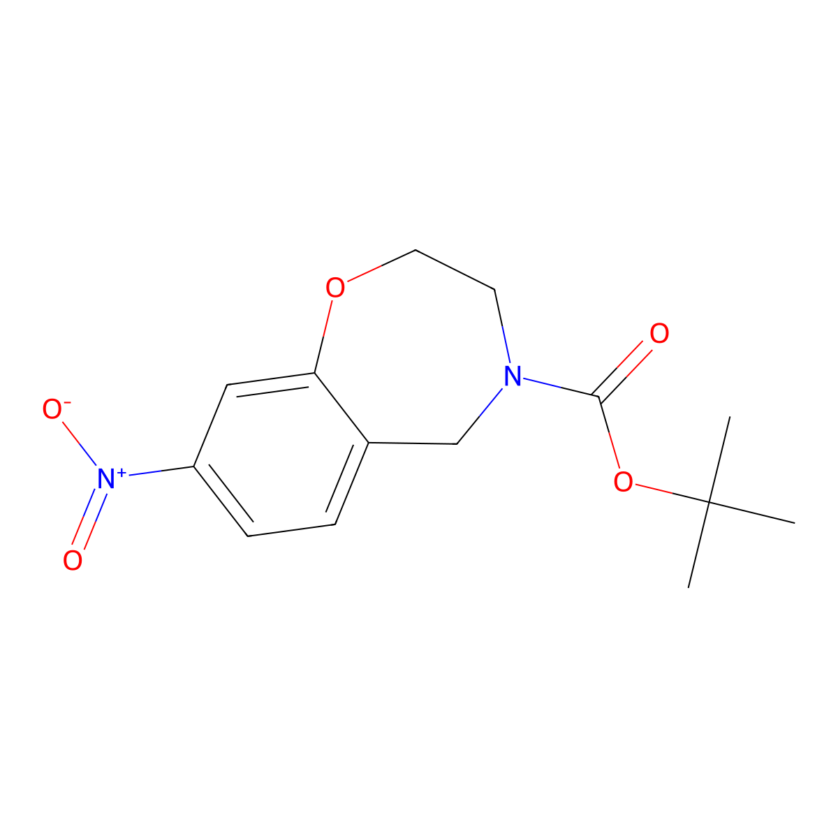 Tert-butyl 8-nitro-2,3,4,5-tetrahydro-1,4-benzoxazepine-4-carboxylate molecular structure, CAS 2059956-16-8