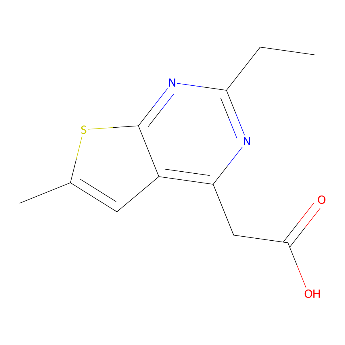 2-{2-Ethyl-6-methylthieno[2,3-d]pyrimidin-4-yl}acetic acid molecular structure, CAS 2059956-19-1
