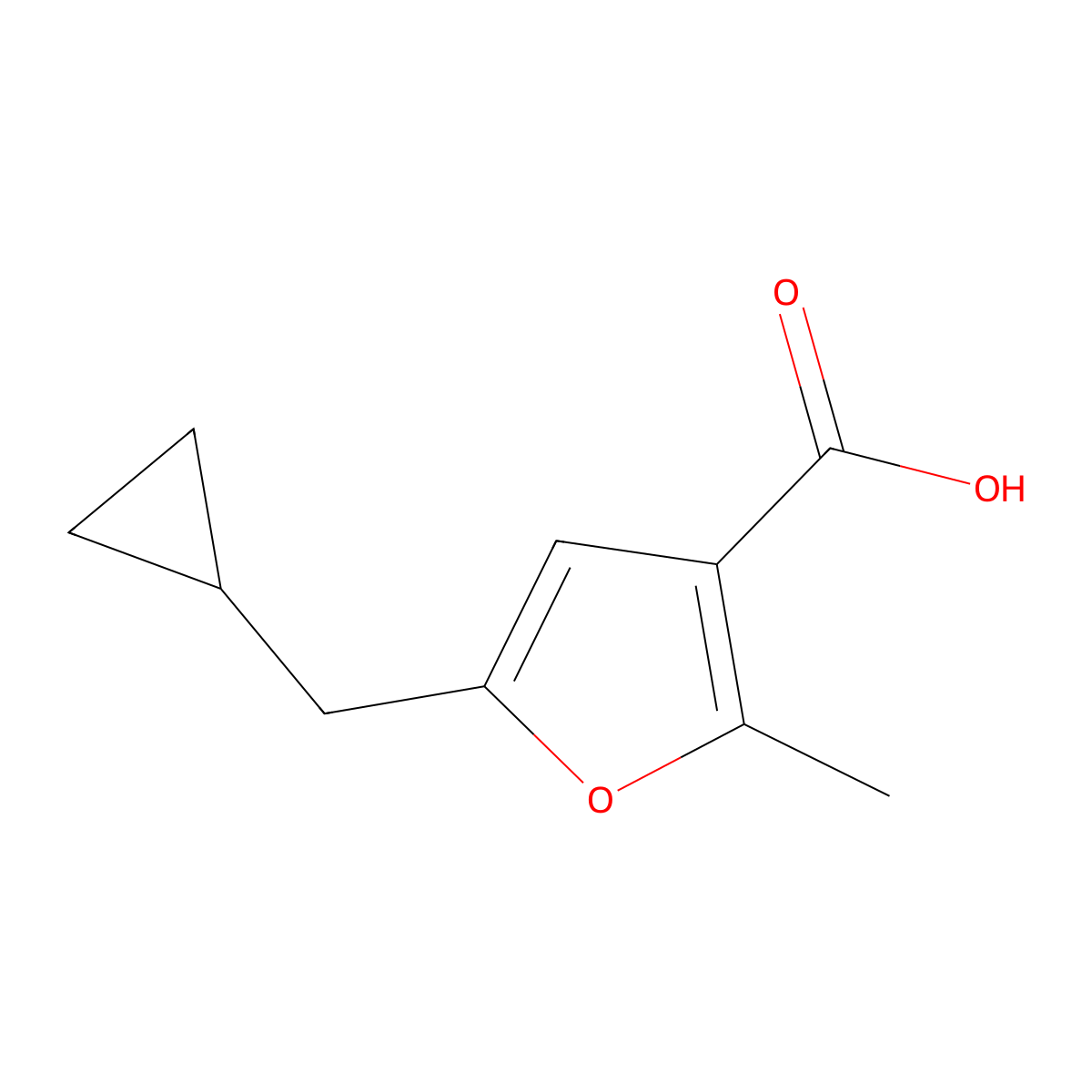 5-(Cyclopropylmethyl)-2-methylfuran-3-carboxylic acid molecular structure, CAS 2059956-21-5