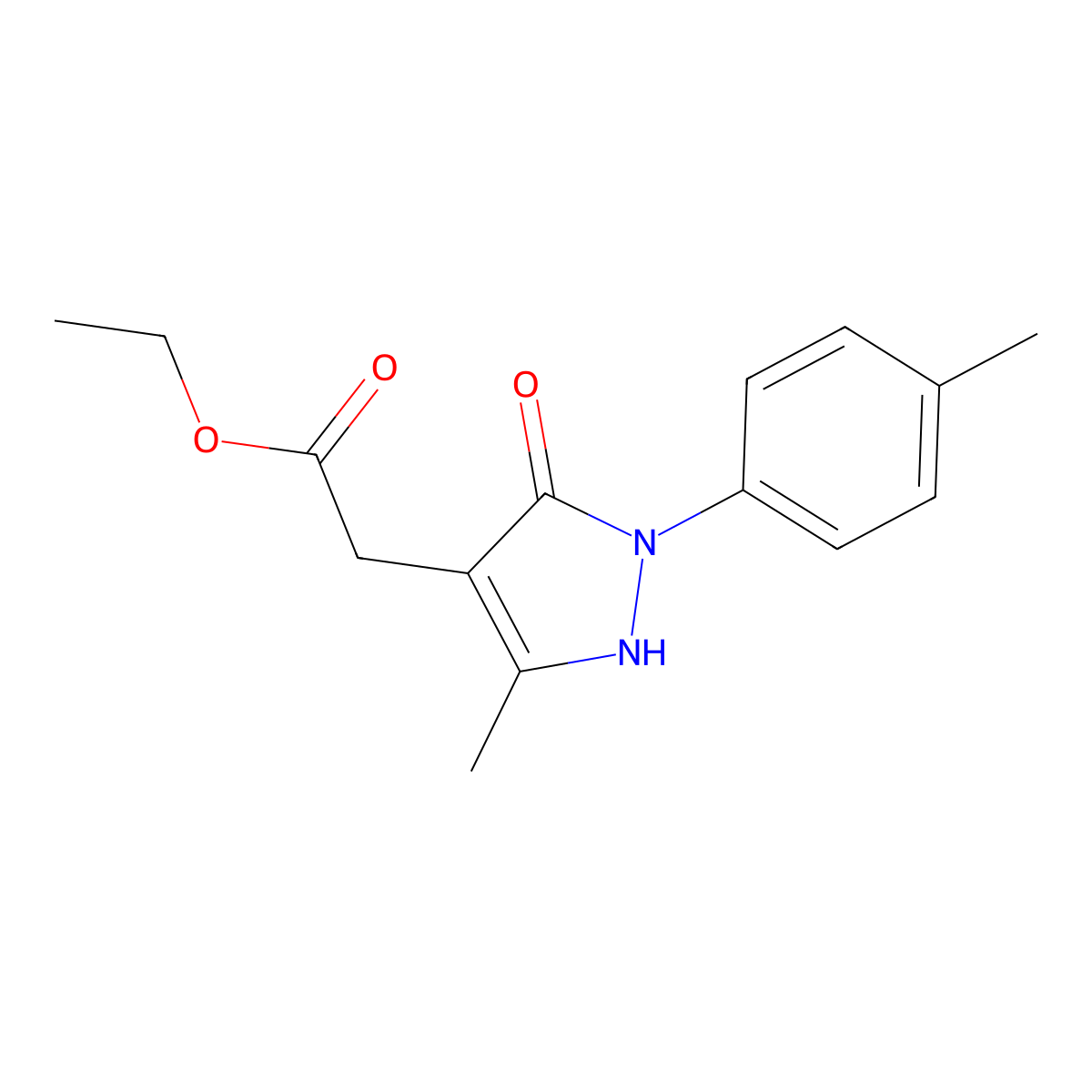 Ethyl 2-[5-methyl-2-(4-methylphenyl)-3-oxo-2,3-dihydro-1H-pyrazol-4-yl]acetate molecular structure, CAS 2059956-24-8