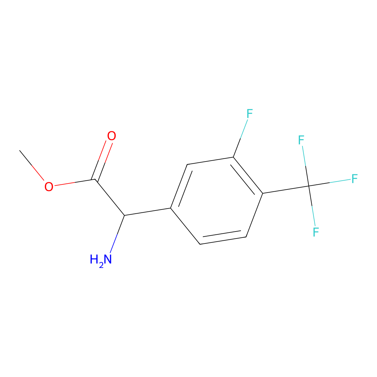 Methyl 2-amino-2-(3-fluoro-4-(trifluoromethyl)phenyl)acetate molecular structure, CAS 2059964-41-7