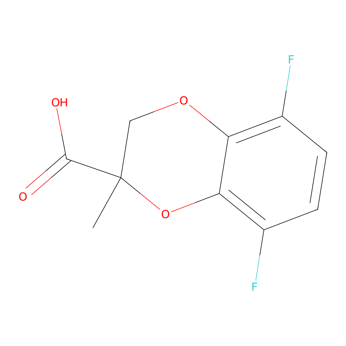 5,8-Difluoro-2-methyl-2,3-dihydro-1,4-benzodioxine-2-carboxylic acid molecular structure, CAS 2059965-51-2