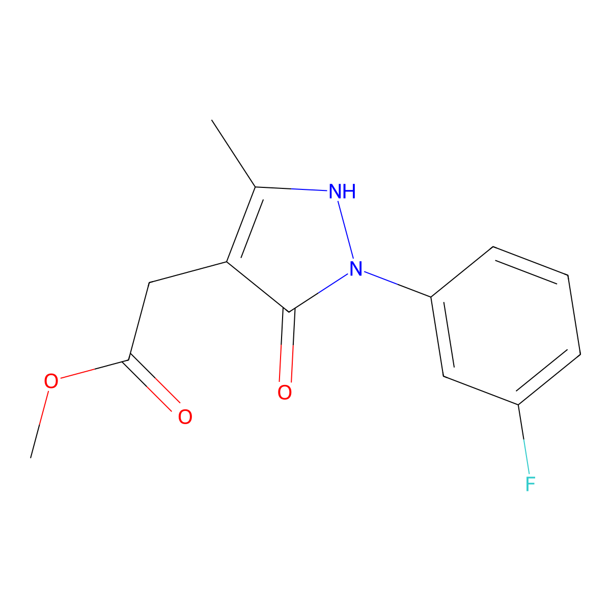 methyl 2-[2-(3-fluorophenyl)-5-methyl-3-oxo-2,3-dihydro-1H-pyrazol-4-yl]acetate molecular structure, CAS 2059965-53-4