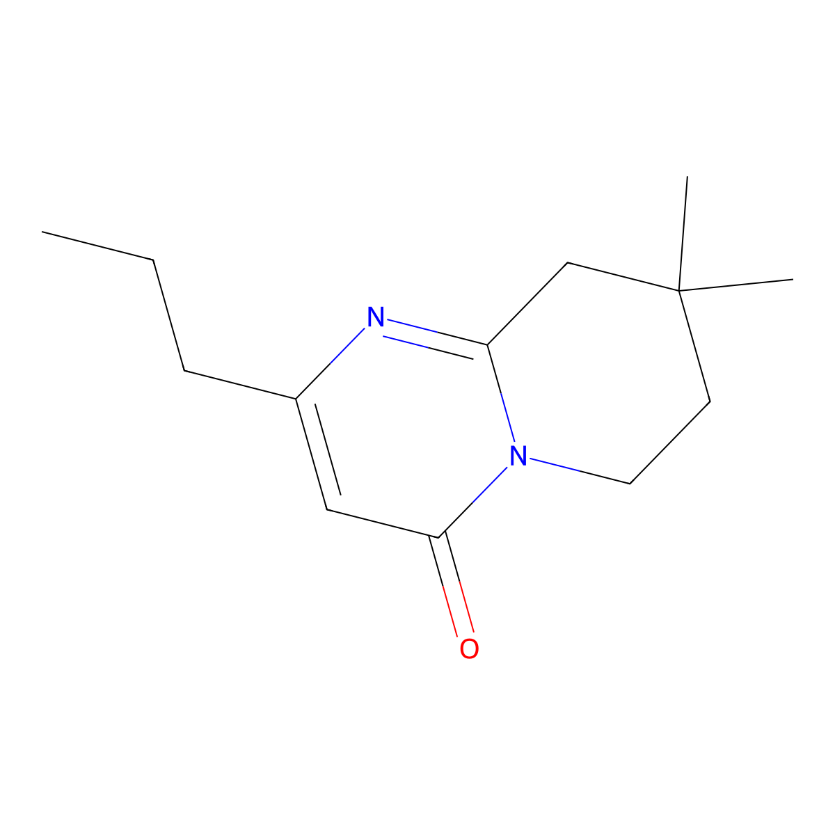 8,8-Dimethyl-2-propyl-4H,6H,7H,8H,9H-pyrido[1,2-a]pyrimidin-4-one molecular structure, CAS 2059965-55-6