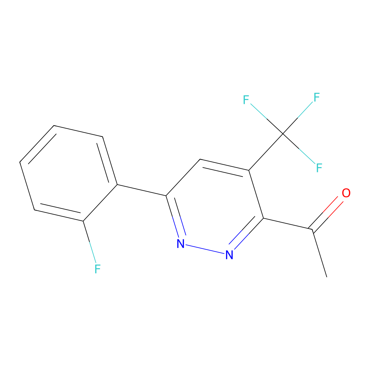 1-[6-(2-Fluorophenyl)-4-(trifluoromethyl)pyridazin-3-yl]ethan-1-one molecular structure, CAS 2059965-58-9