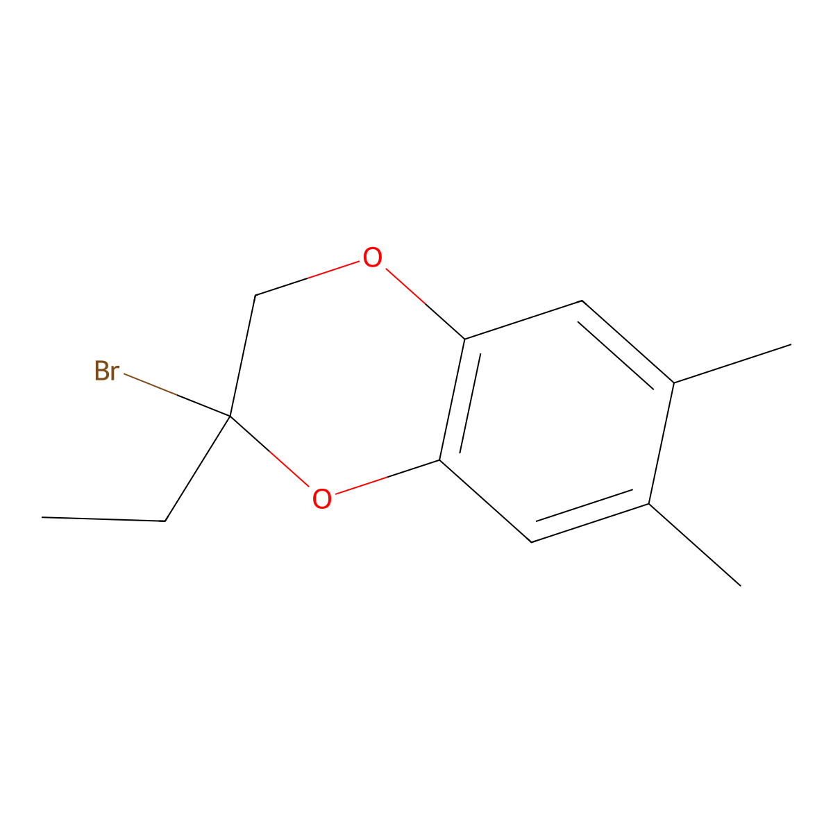 2-Bromo-2-ethyl-6,7-dimethyl-2,3-dihydro-1,4-benzodioxine molecular structure, CAS 2059965-59-0