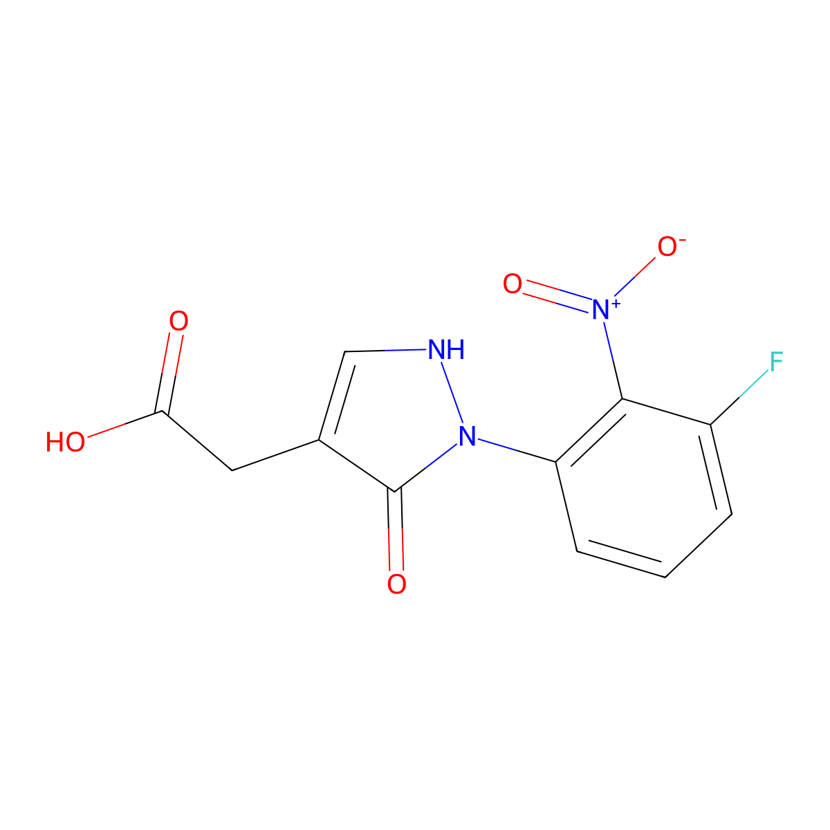 2-[2-(3-Fluoro-2-nitrophenyl)-3-oxo-2,3-dihydro-1H-pyrazol-4-yl]acetic acid molecular structure, CAS 2059965-65-8