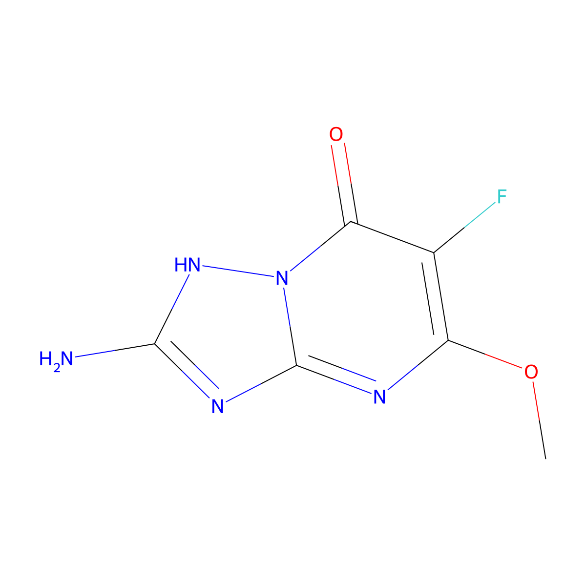 2-Amino-6-fluoro-5-methoxy-4H,7H-[1,2,4]triazolo[1,5-a]pyrimidin-7-one molecular structure, CAS 2059965-70-5