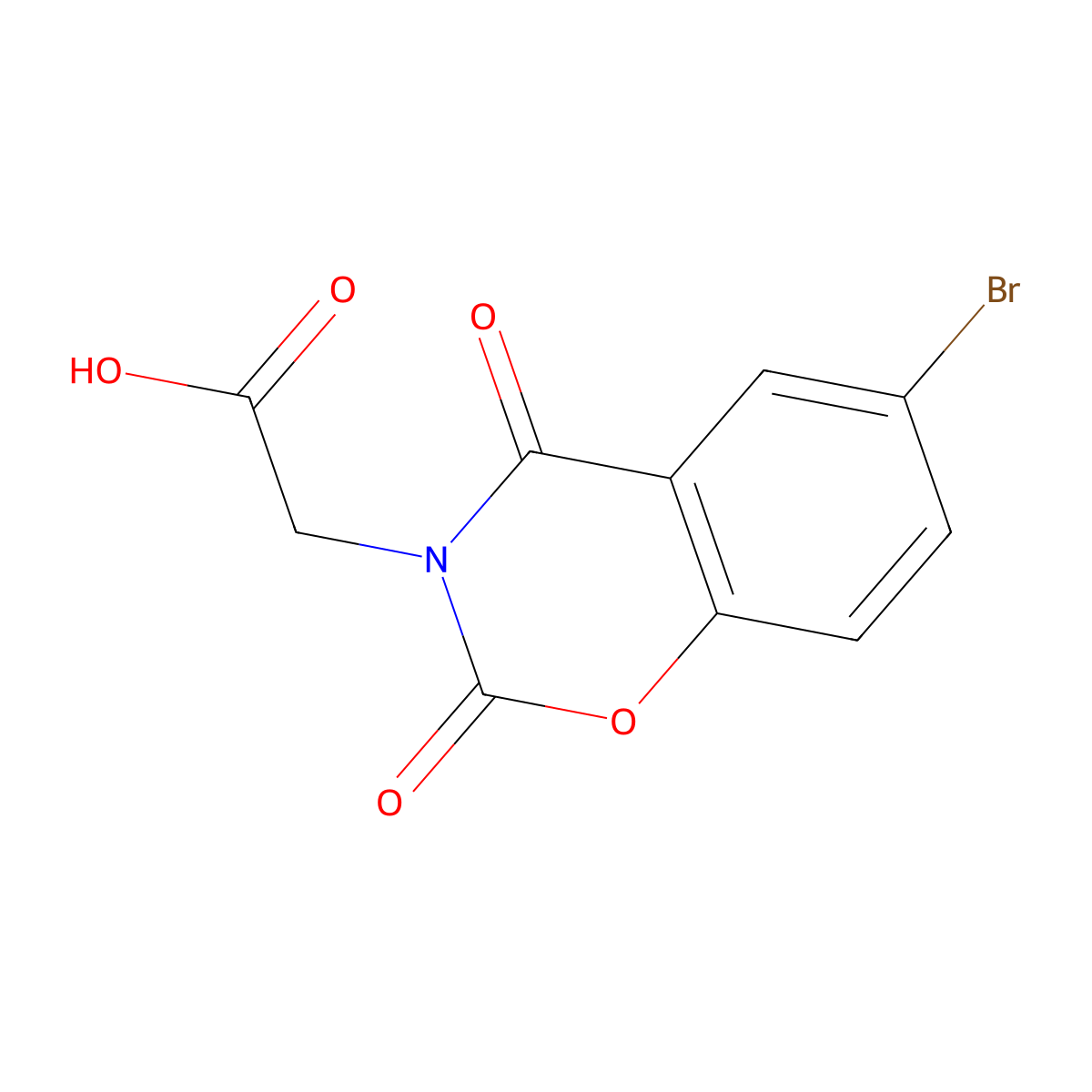 2-(6-Bromo-2,4-dioxo-3,4-dihydro-2H-1,3-benzoxazin-3-yl)acetic acid molecular structure, CAS 2059965-78-3