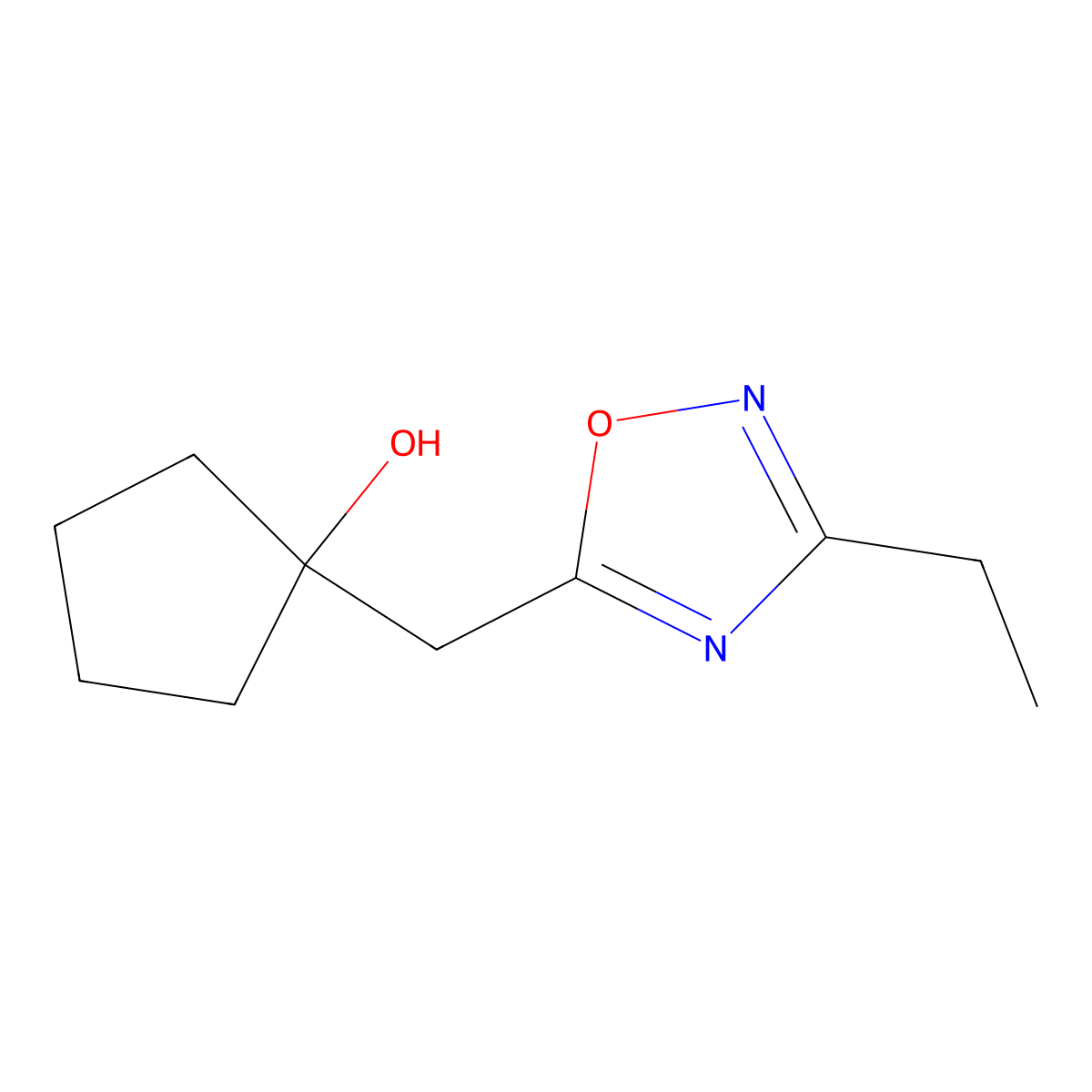 1-[(3-Ethyl-1,2,4-oxadiazol-5-yl)methyl]cyclopentan-1-ol molecular structure, CAS 2059965-79-4