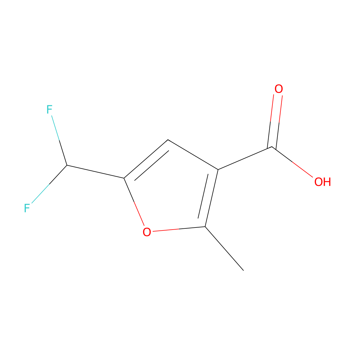 5-(Difluoromethyl)-2-methylfuran-3-carboxylic acid molecular structure, CAS 2059965-80-7