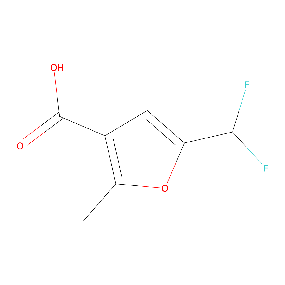 5-(Difluoromethyl)-2-methylfuran-3-carboxylic acid molecular structure, CAS 2059965-80-7