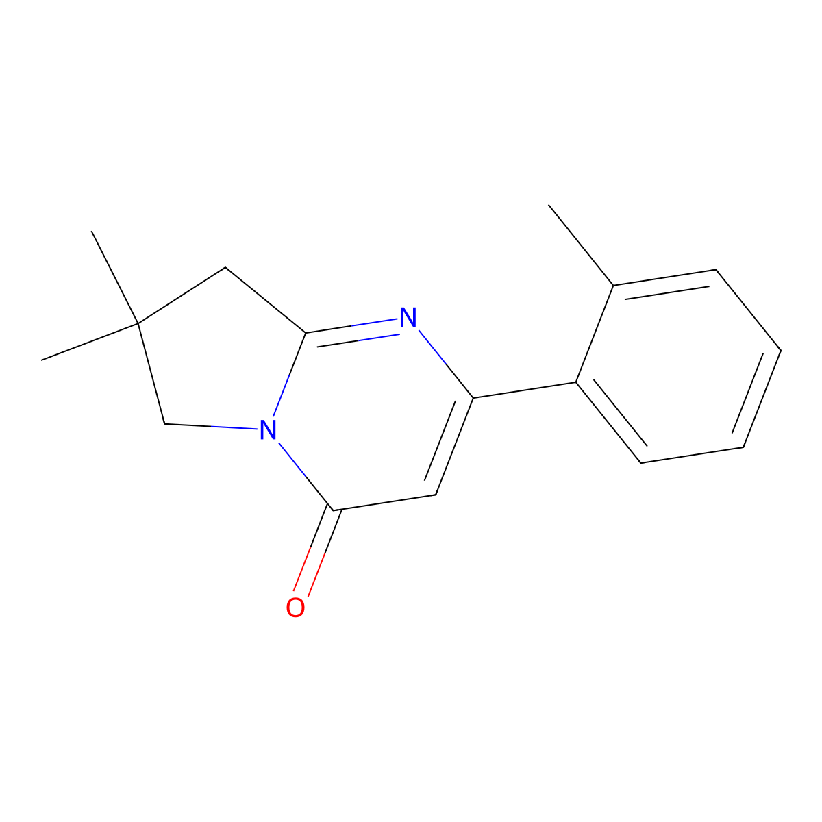 7,7-Dimethyl-2-(2-methylphenyl)-4H,6H,7H,8H-pyrrolo[1,2-a]pyrimidin-4-one molecular structure, CAS 2059965-81-8