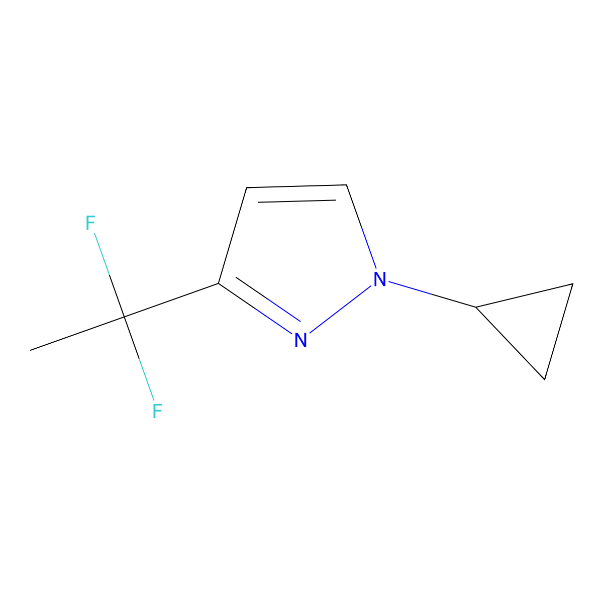 1-Cyclopropyl-3-(1,1-difluoroethyl)-1H-pyrazole molecular structure, CAS 2059965-83-0