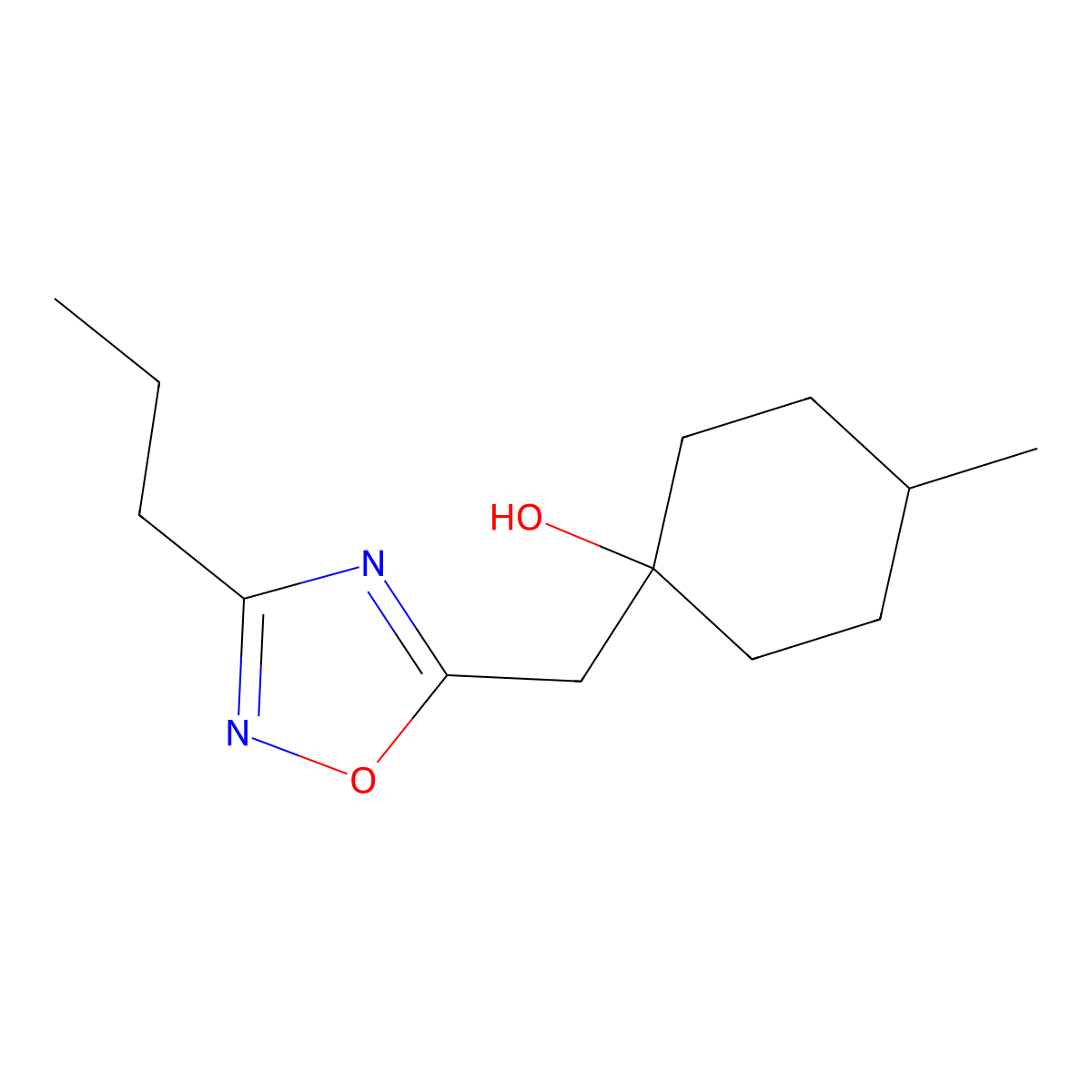 4-Methyl-1-[(3-propyl-1,2,4-oxadiazol-5-yl)methyl]cyclohexan-1-ol molecular structure, CAS 2059965-84-1
