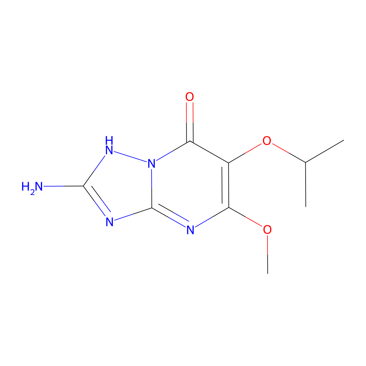2-Amino-5-methoxy-6-(propan-2-yloxy)-4H,7H-[1,2,4]triazolo[1,5-a]pyrimidin-7-one molecular structure, CAS 2059965-99-8