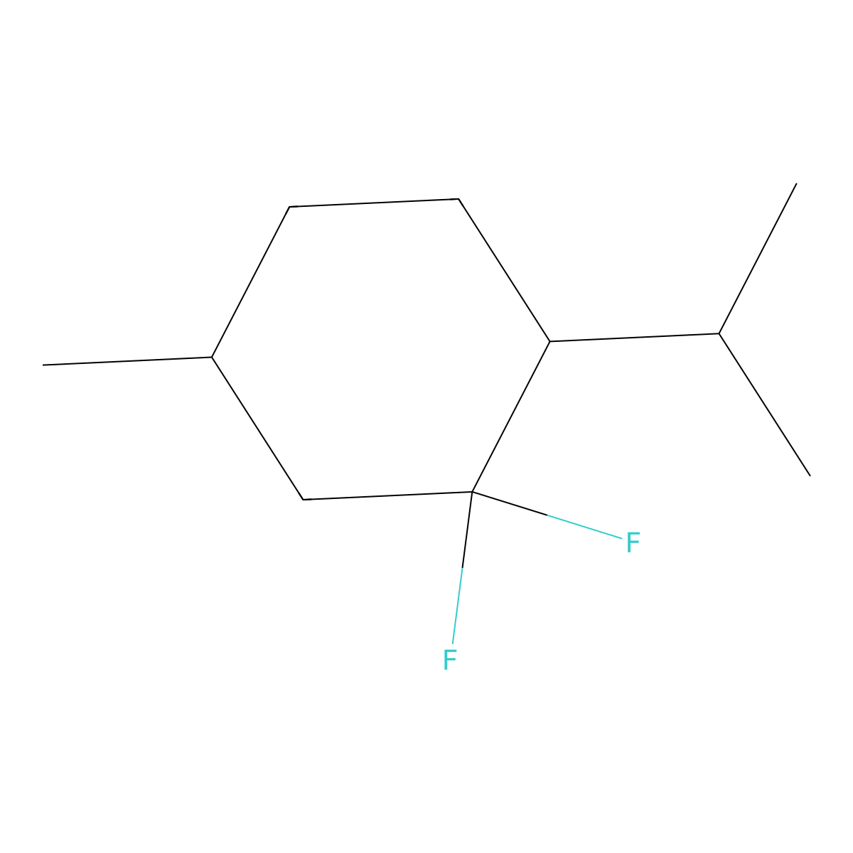 1,1-Difluoro-5-methyl-2-(propan-2-yl)cyclohexane molecular structure, CAS 2059966-01-5