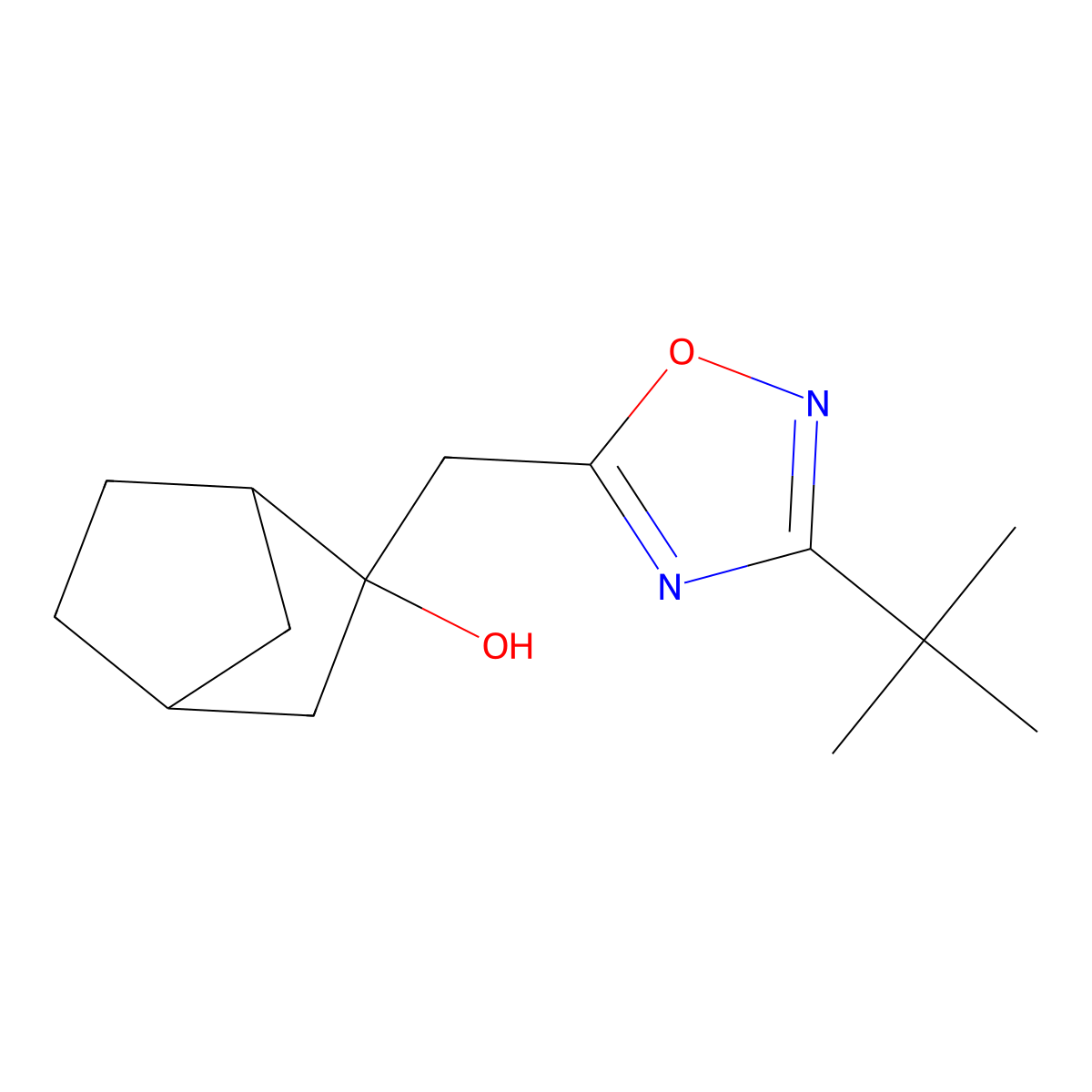 2-[(3-tert-Butyl-1,2,4-oxadiazol-5-yl)methyl]bicyclo[2.2.1]heptan-2-ol molecular structure, CAS 2059966-03-7