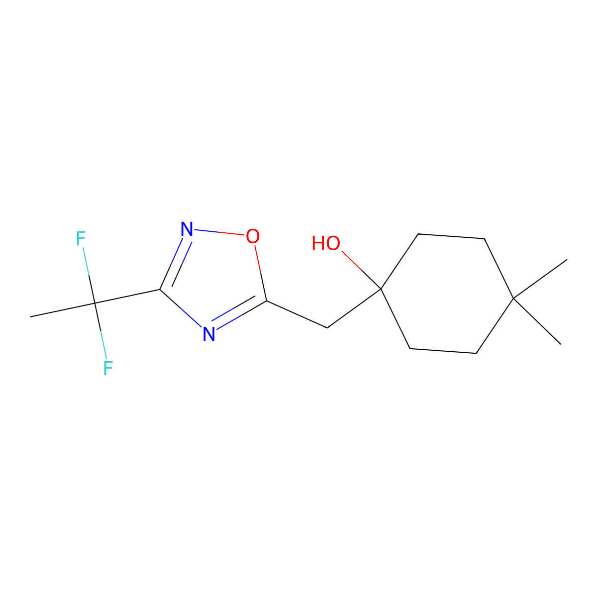 1-{[3-(1,1-Difluoroethyl)-1,2,4-oxadiazol-5-yl]methyl}-4,4-dimethylcyclohexan-1-ol molecular structure, CAS 2059966-04-8