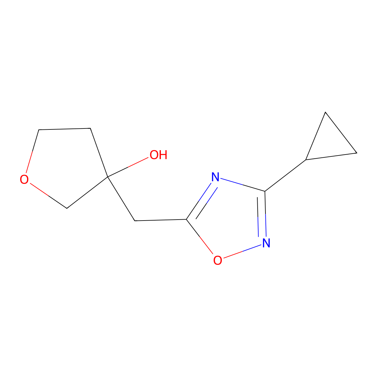 3-[(3-Cyclopropyl-1,2,4-oxadiazol-5-yl)methyl]oxolan-3-ol molecular structure, CAS 2059966-07-1