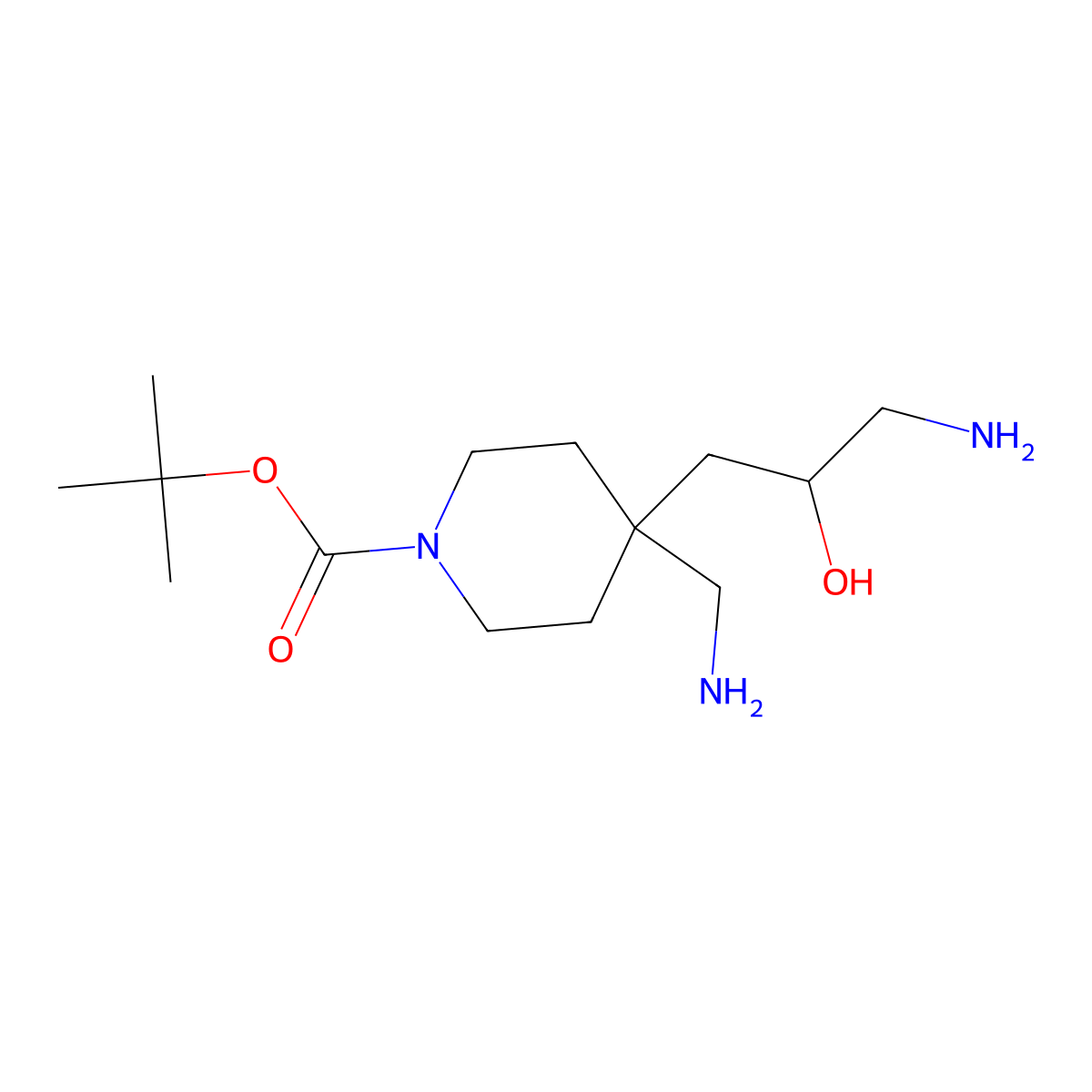 tert-Butyl 4-(3-amino-2-hydroxypropyl)-4-(aminomethyl)piperidine-1-carboxylate molecular structure, CAS 2059966-11-7