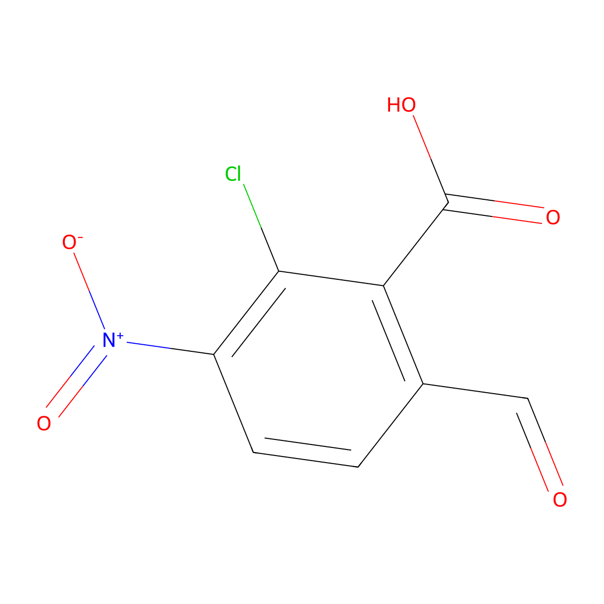 2-Chloro-6-formyl-3-nitrobenzoic acid molecular structure, CAS 2059966-29-7