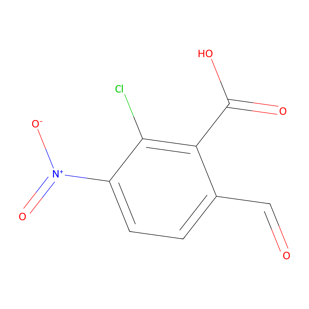 2-Chloro-6-formyl-3-nitrobenzoic acid molecular structure, CAS 2059966-29-7