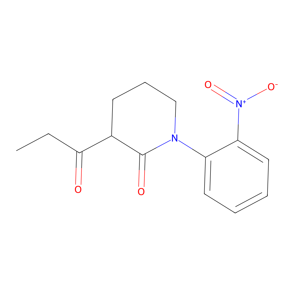 1-(2-Nitrophenyl)-3-propanoylpiperidin-2-one molecular structure, CAS 2059966-30-0