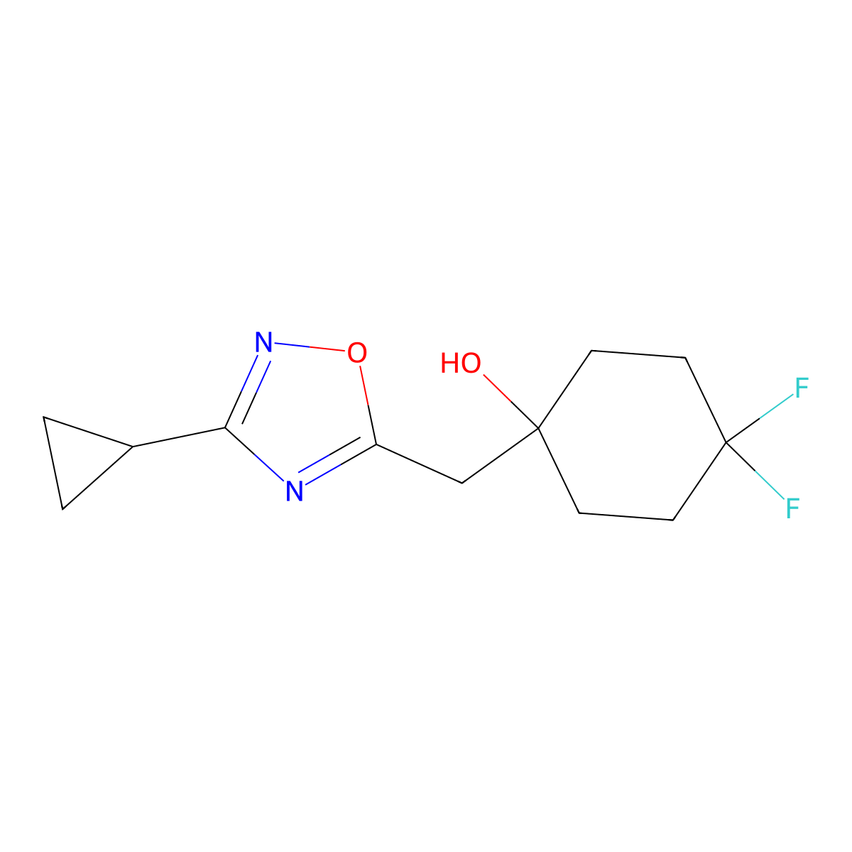 1-[(3-Cyclopropyl-1,2,4-oxadiazol-5-yl)methyl]-4,4-difluorocyclohexan-1-ol molecular structure, CAS 2059966-32-2