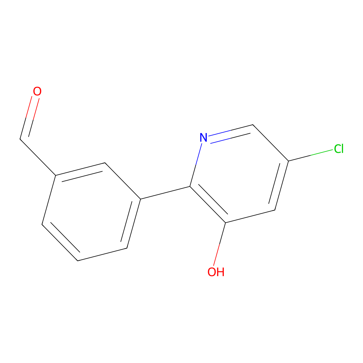 3-(5-Chloro-3-hydroxypyridin-2-yl)benzaldehyde molecular structure, CAS 2059966-40-2