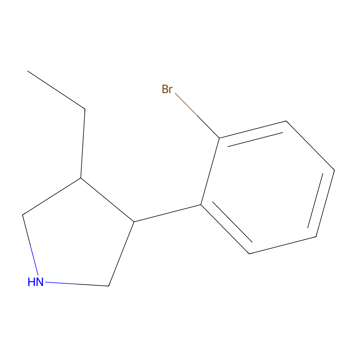 3-(2-Bromophenyl)-4-ethylpyrrolidine molecular structure, CAS 2059966-46-8