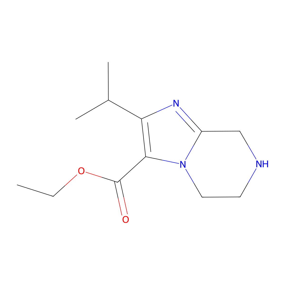 Ethyl 2-(propan-2-yl)-5H,6H,7H,8H-imidazo[1,2-a]pyrazine-3-carboxylate molecular structure, CAS 2059966-50-4