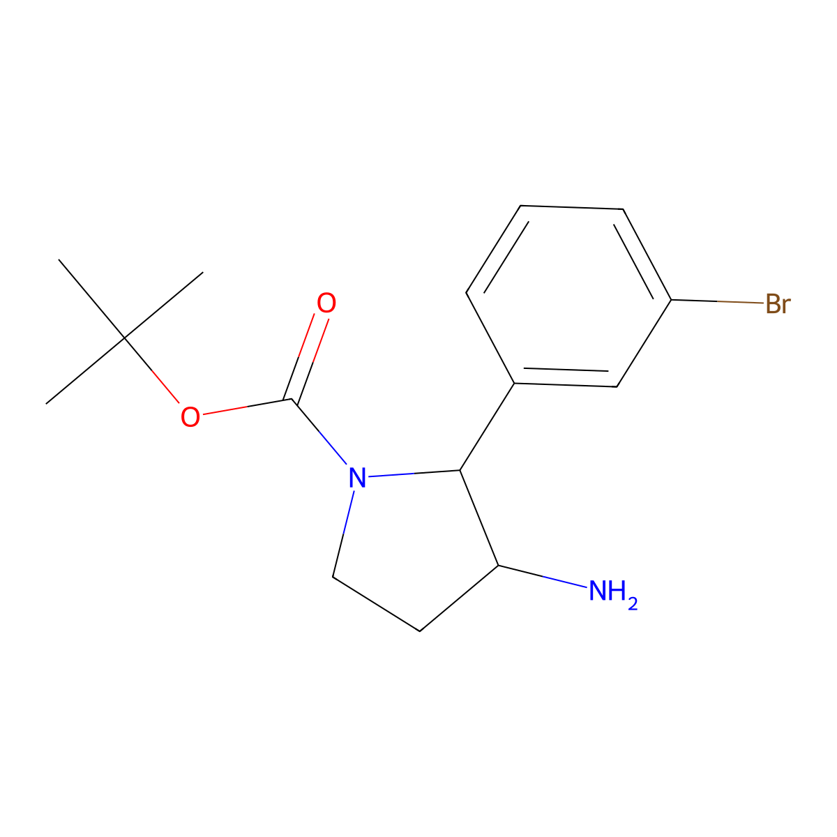 Tert-butyl 3-amino-2-(3-bromophenyl)pyrrolidine-1-carboxylate molecular structure, CAS 2059966-80-0
