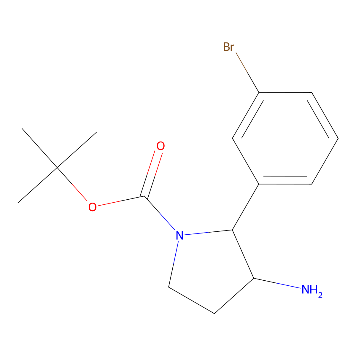 Tert-butyl 3-amino-2-(3-bromophenyl)pyrrolidine-1-carboxylate molecular structure, CAS 2059966-80-0