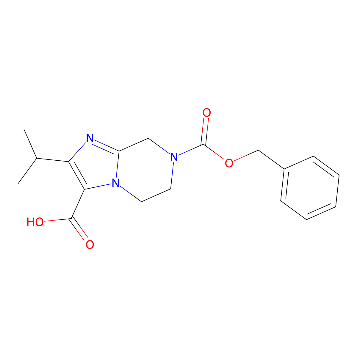 7-[(Benzyloxy)carbonyl]-2-(propan-2-yl)-5H,6H,7H,8H-imidazo[1,2-a]pyrazine-3-carboxylic acid molecular structure, CAS 2059966-83-3