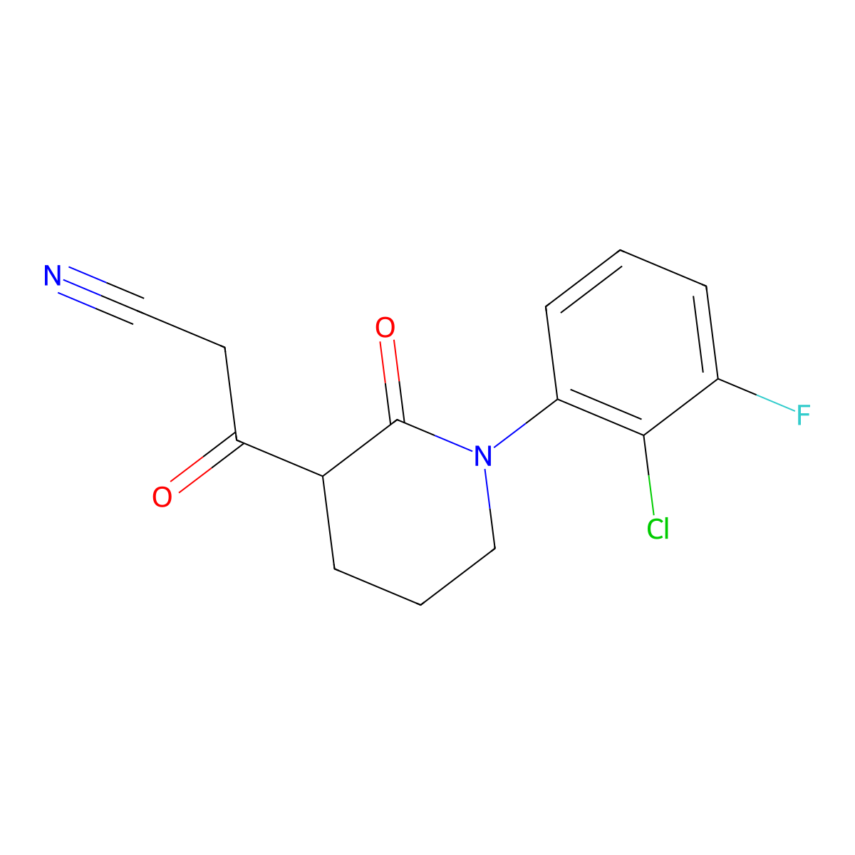 3-[1-(2-Chloro-3-fluorophenyl)-2-oxopiperidin-3-yl]-3-oxopropanenitrile molecular structure, CAS 2059966-86-6