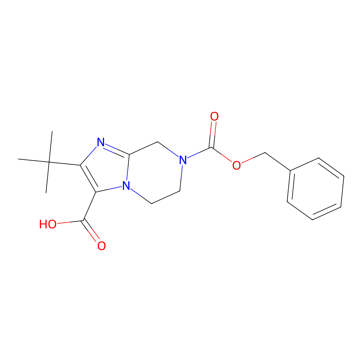 7-[(Benzyloxy)carbonyl]-2-tert-butyl-5H,6H,7H,8H-imidazo[1,2-a]pyrazine-3-carboxylic acid molecular structure, CAS 2059966-91-3