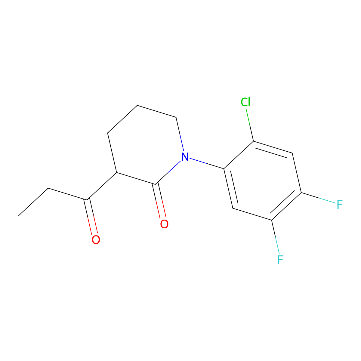 1-(2-Chloro-4,5-difluorophenyl)-3-propanoylpiperidin-2-one molecular structure, CAS 2059966-94-6