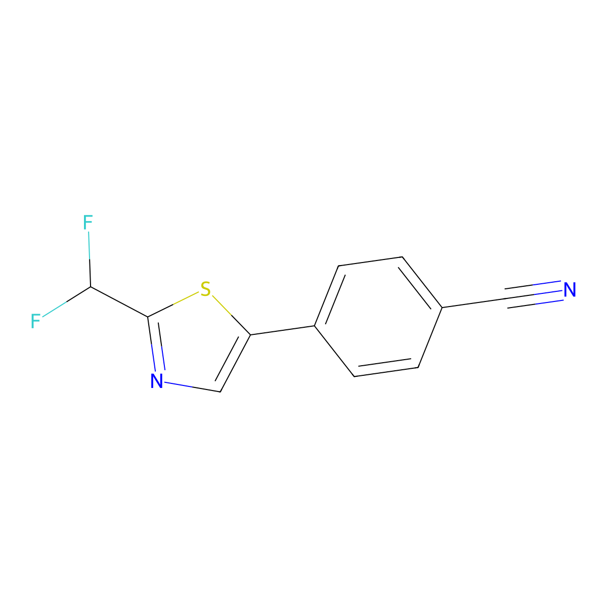 4-[2-(Difluoromethyl)-1,3-thiazol-5-yl]benzonitrile molecular structure, CAS 2059967-03-0