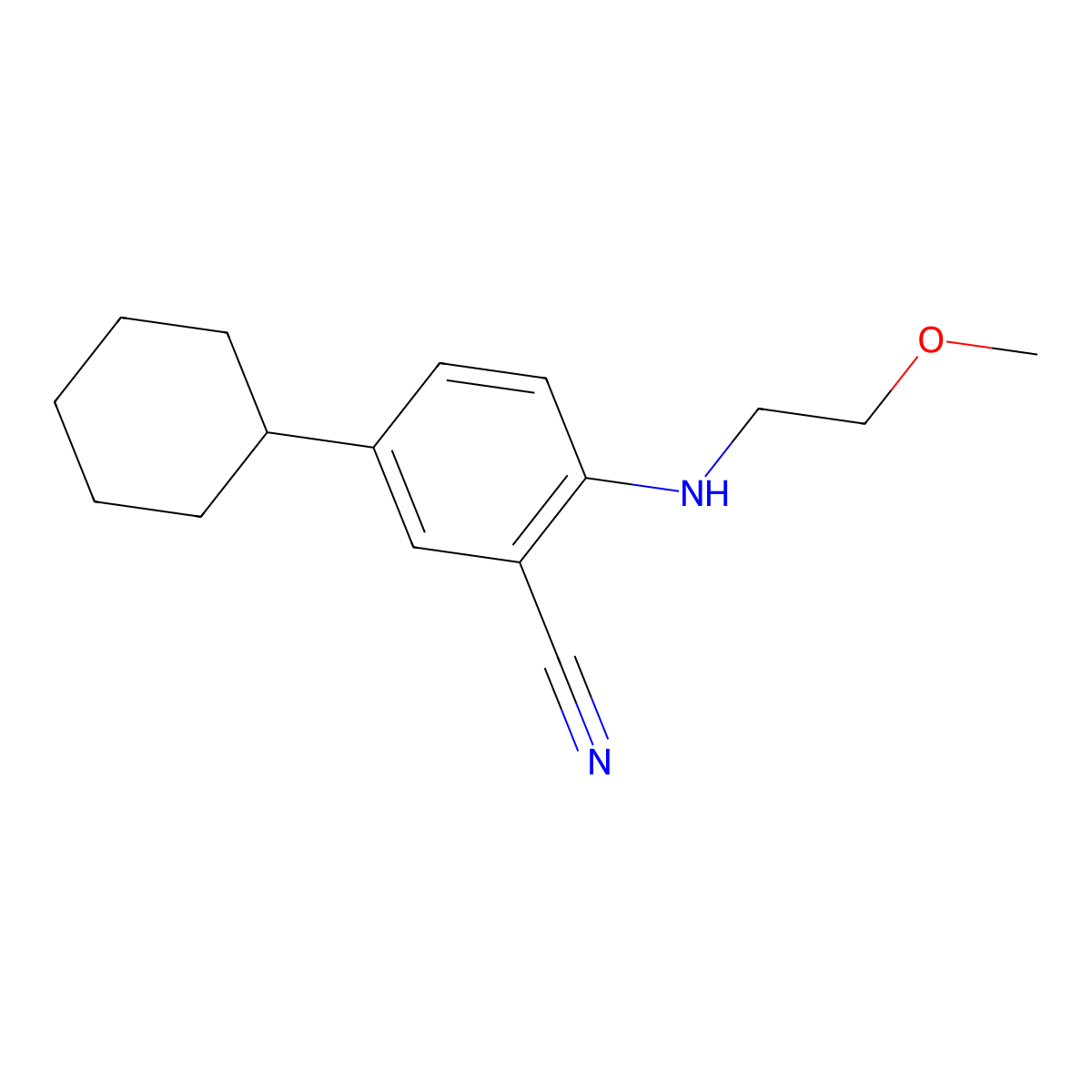 5-Cyclohexyl-2-[(2-methoxyethyl)amino]benzonitrile molecular structure, CAS 2059967-10-9