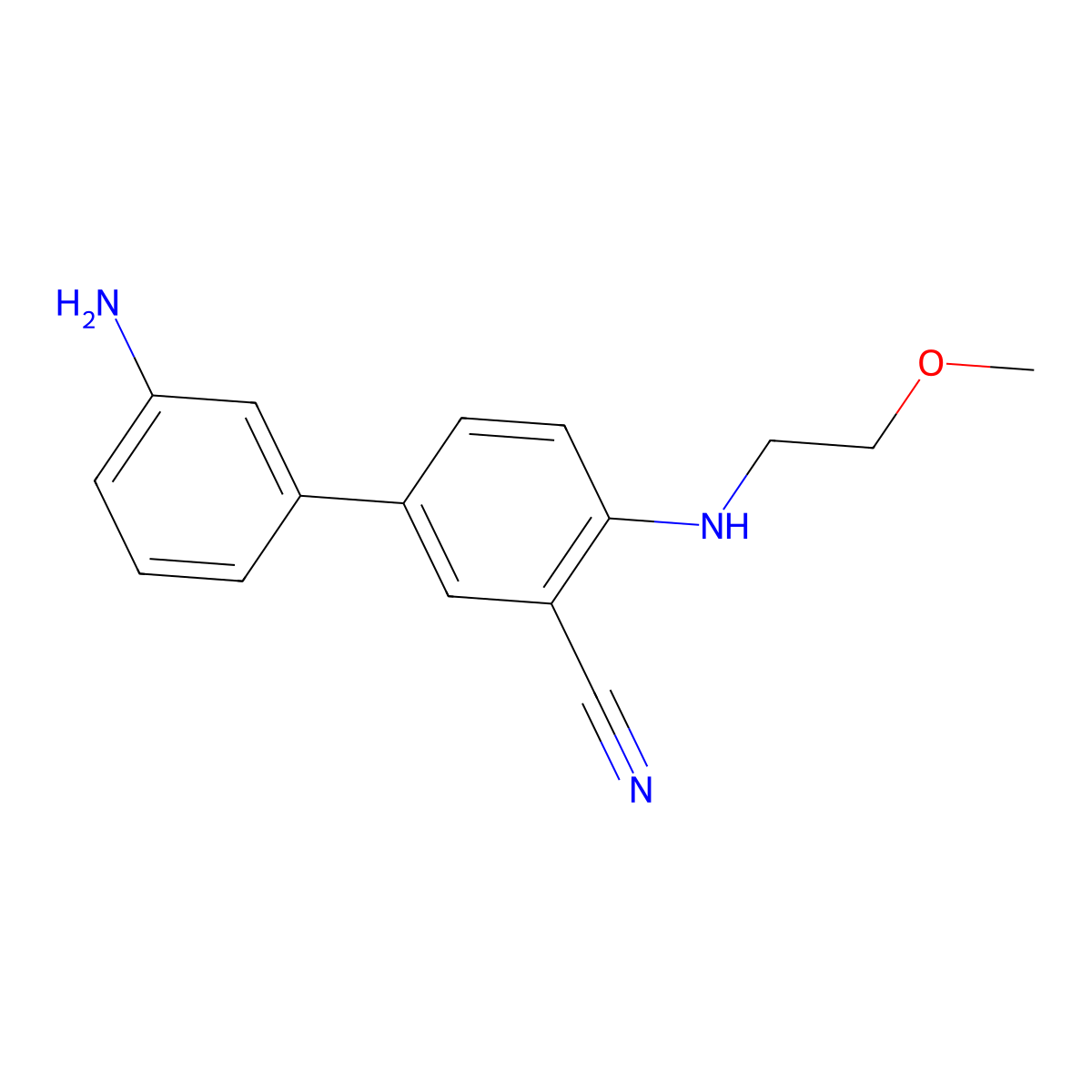 5-(3-Aminophenyl)-2-[(2-methoxyethyl)amino]benzonitrile molecular structure, CAS 2059967-14-3