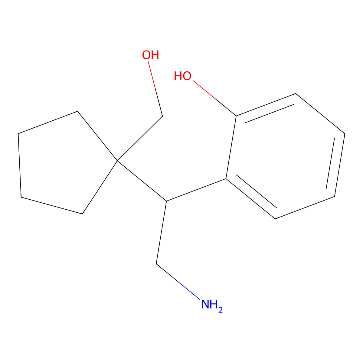 2-{2-Amino-1-[1-(hydroxymethyl)cyclopentyl]ethyl}phenol molecular structure, CAS 2059967-18-7