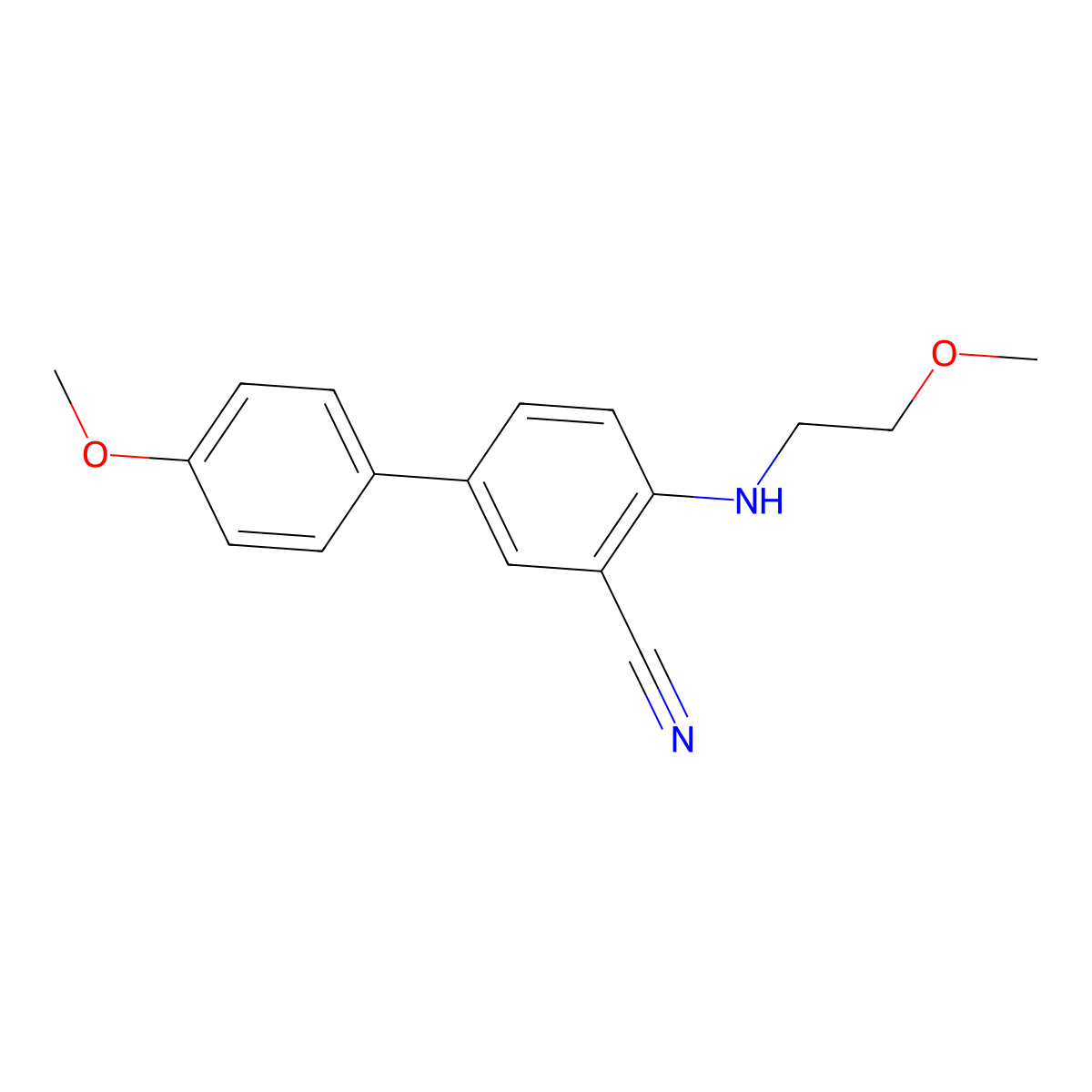 4'-Methoxy-4-[(2-methoxyethyl)amino]-[1,1'-biphenyl]-3-carbonitrile molecular structure, CAS 2059967-19-8