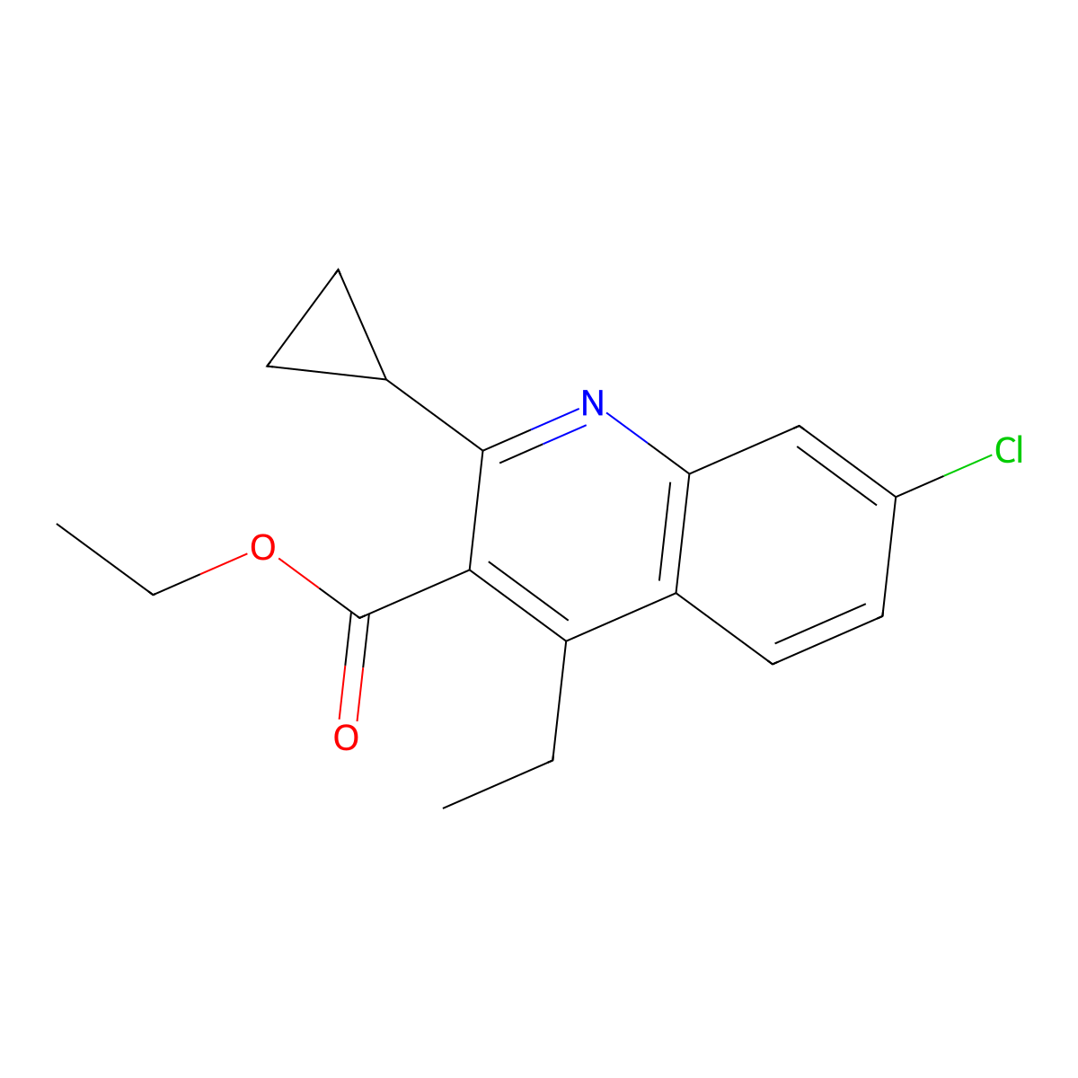 Ethyl 7-chloro-2-cyclopropyl-4-ethylquinoline-3-carboxylate molecular structure, CAS 2059967-20-1