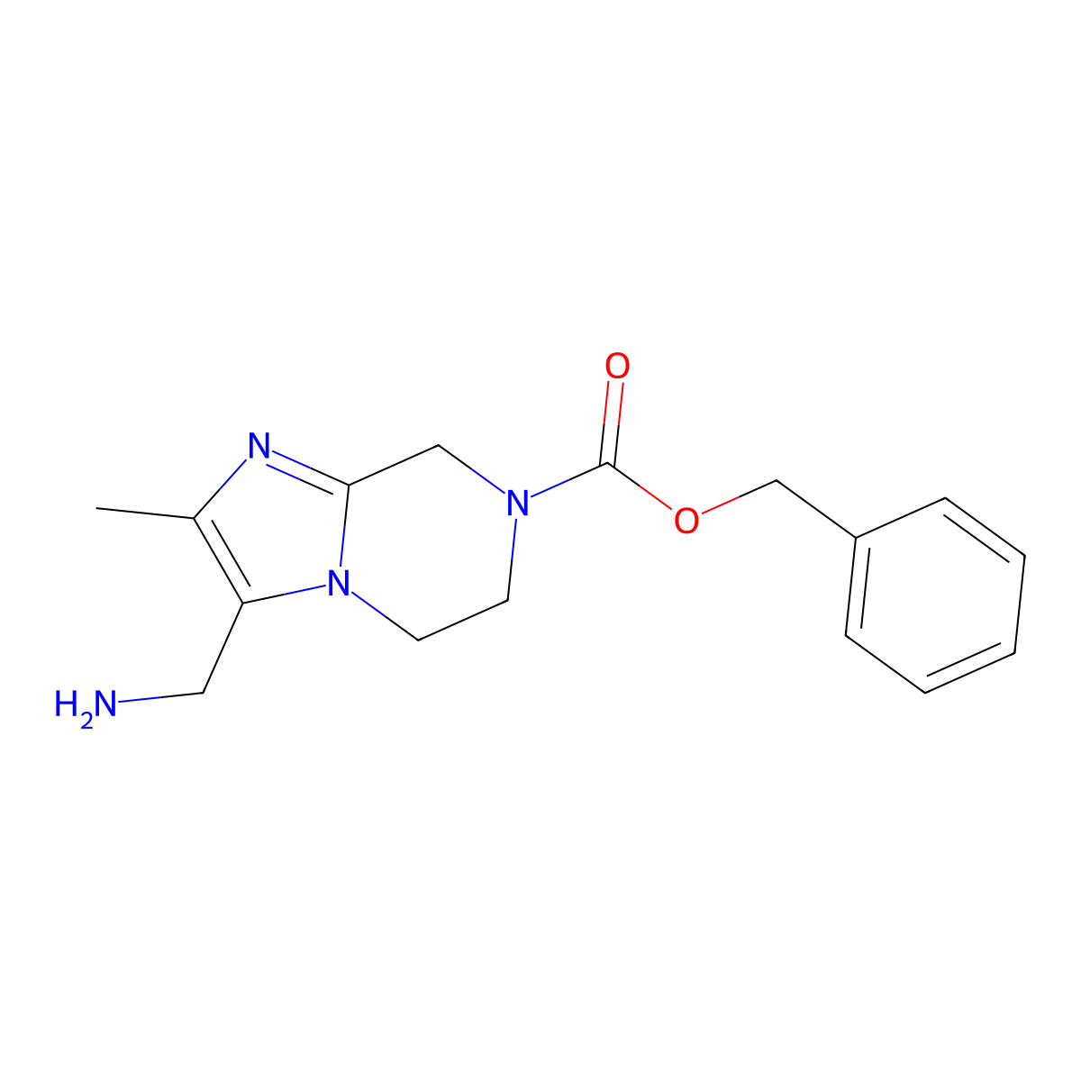 Benzyl 3-(aminomethyl)-2-methyl-5H,6H,7H,8H-imidazo[1,2-a]pyrazine-7-carboxylate molecular structure, CAS 2059967-23-4