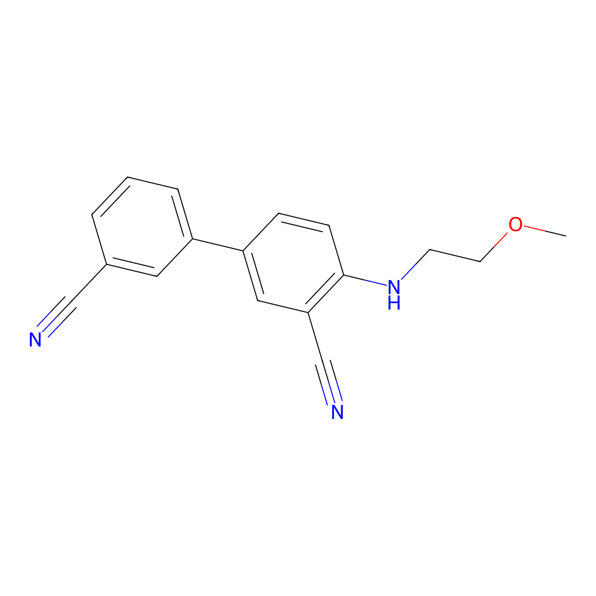 4-[(2-Methoxyethyl)amino]-[1,1'-biphenyl]-3,3'-dicarbonitrile molecular structure, CAS 2059967-24-5