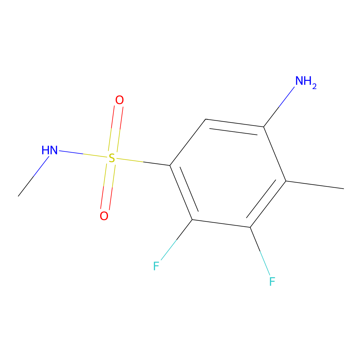 5-Amino-2,3-difluoro-N,4-dimethylbenzene-1-sulfonamide molecular structure, CAS 2059967-25-6