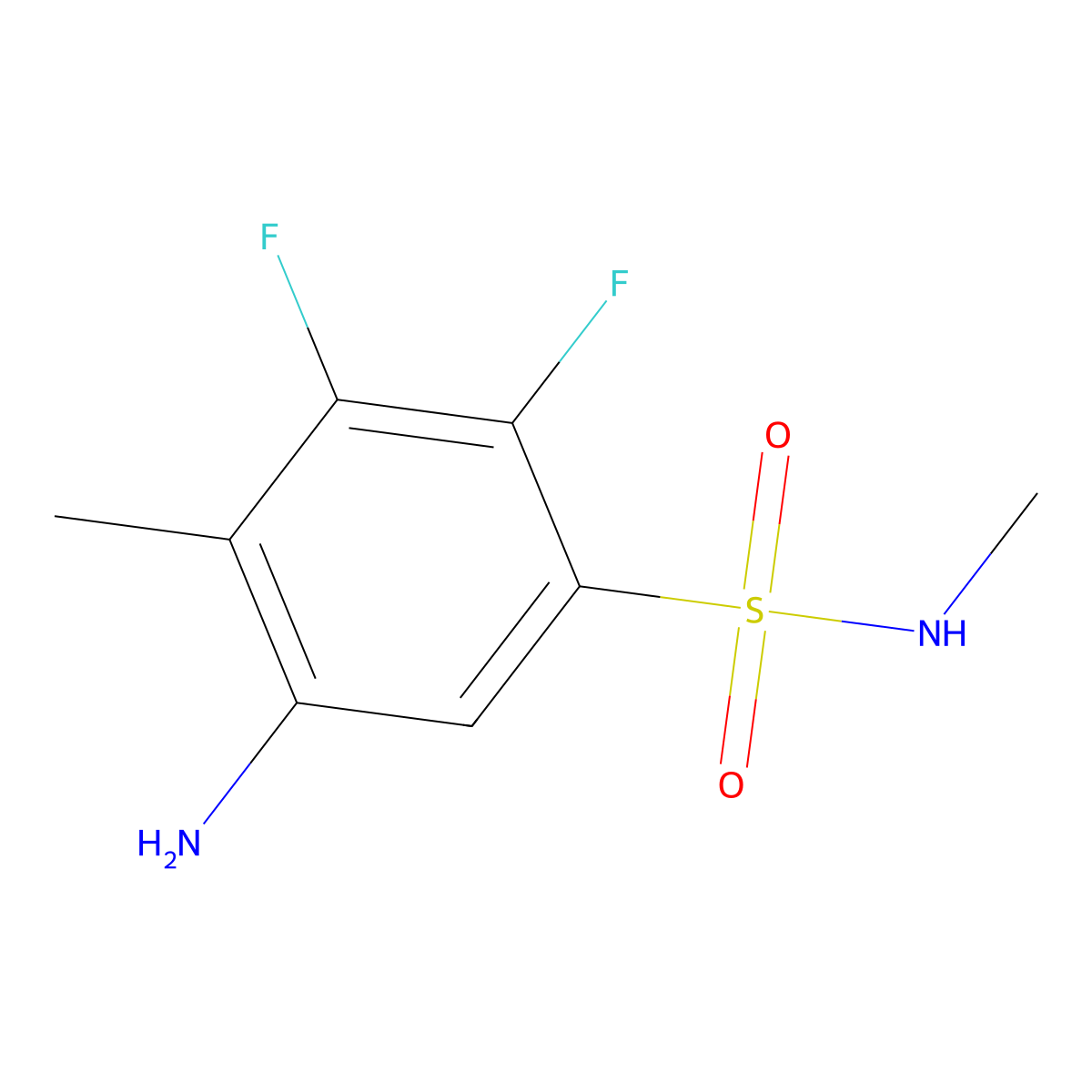 5-Amino-2,3-difluoro-N,4-dimethylbenzene-1-sulfonamide molecular structure, CAS 2059967-25-6