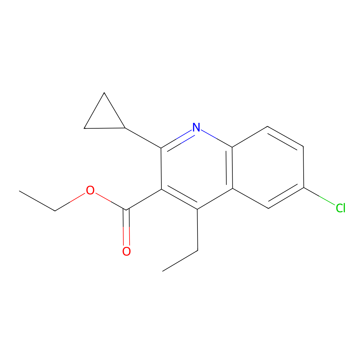 Ethyl 6-chloro-2-cyclopropyl-4-ethylquinoline-3-carboxylate molecular structure, CAS 2059967-29-0