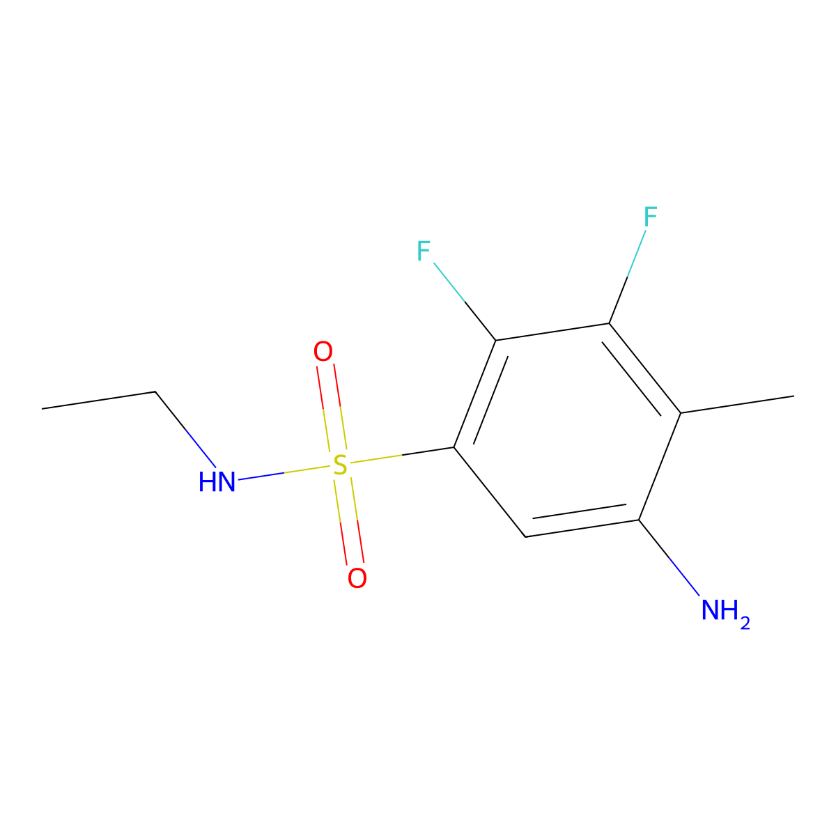 5-Amino-N-ethyl-2,3-difluoro-4-methylbenzene-1-sulfonamide molecular structure, CAS 2059970-28-2